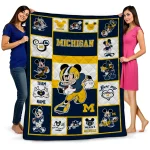 Personalized Michigan Wolverines Mickey Crimson Blue White Quilt Blanket 1 personalized michigan wolverines mickey crimson blue white quilt blanket best selling