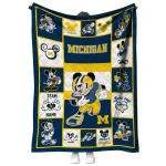personalized michigan wolverines mickey crimson blue white quilt blanket best selling