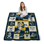 personalized michigan wolverines mickey crimson blue white quilt blanket best selling