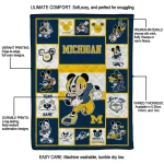 personalized michigan wolverines mickey crimson blue white quilt blanket best selling
