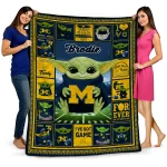 personalized michigan wolverines yody baby pattern blue quilt blanket best selling