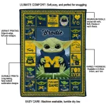 personalized michigan wolverines yody baby pattern blue quilt blanket best selling