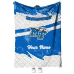 personalized middle tennessee blue raiders brushstroke layers blue quilt blanket best selling
