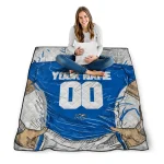 personalized middle tennessee blue raiders player sketch blue gray quilt blanket best selling