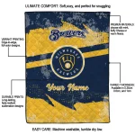 personalized milwaukee brewers brushstroke layers navy blue quilt blanket best selling