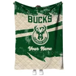 personalized milwaukee bucks brushstroke layers green quilt blanket best selling