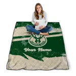 personalized milwaukee bucks brushstroke layers green quilt blanket best selling