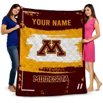 personalized minnesota golden gophers grunge patch maroon white quilt blanket best selling