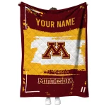 personalized minnesota golden gophers grunge patch maroon white quilt blanket best selling