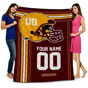 personalized minnesota golden gophers helmet theme maroon quilt blanket best selling