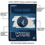 personalized minnesota timberwolves grunge patch midnight blue white quilt blanket best selling