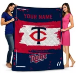 personalized minnesota twins grunge patch navy white quilt blanket best selling