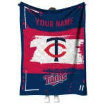 personalized minnesota twins grunge patch navy white quilt blanket best selling