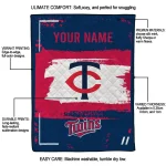 personalized minnesota twins grunge patch navy white quilt blanket best selling
