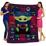 personalized minnesota twins yody baby motif navy quilt blanket best selling
