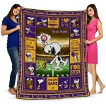 personalized minnesota vikings snoopy coach purple quilt blanket best selling