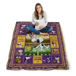 personalized minnesota vikings snoopy coach purple quilt blanket best selling