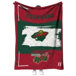 personalized minnesota wild grunge patch red white quilt blanket best selling