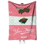 personalized minnesota wild pinstripe lines red white quilt blanket best selling
