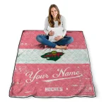 personalized minnesota wild pinstripe lines red white quilt blanket best selling