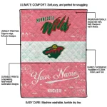 personalized minnesota wild pinstripe lines red white quilt blanket best selling