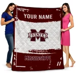 personalized mississippi state bulldogs grunge patch maroon white quilt blanket best selling