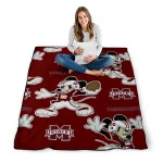 personalized mississippi state bulldogs mickey football maroon quilt blanket best selling