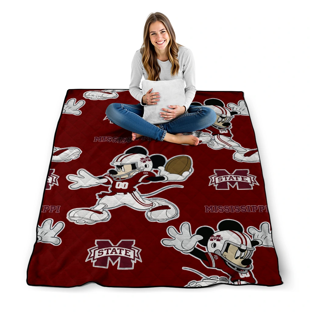 personalized mississippi state bulldogs mickey football maroon quilt blanket high quality personalized mississippi state bulldogs mickey football maroon quilt blanket high quality