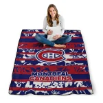 personalized montreal canadiens layered florals red white quilt blanket best selling