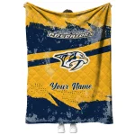personalized nashville predators brushstroke layers gold quilt blanket best selling