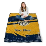 personalized nashville predators brushstroke layers gold quilt blanket best selling