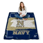personalized navy midshipmen grunge patch blue white quilt blanket best selling