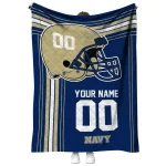 personalized navy midshipmen helmet theme blue quilt blanket best selling