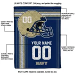 personalized navy midshipmen helmet theme blue quilt blanket best selling