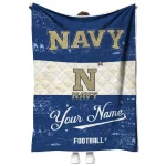 personalized navy midshipmen hibiscus burst blue white quilt blanket best selling