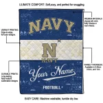 personalized navy midshipmen hibiscus burst blue white quilt blanket best selling