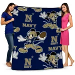 personalized navy midshipmen mickey football blue quilt blanket best selling