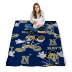 personalized navy midshipmen mickey football blue quilt blanket best selling