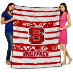 personalized nc state wolfpack layered florals red white quilt blanket best selling