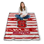 personalized nc state wolfpack layered florals red white quilt blanket best selling