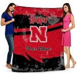 personalized nebraska cornhuskers brushstroke layers red quilt blanket best selling