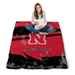 personalized nebraska cornhuskers brushstroke layers red quilt blanket best selling