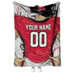 personalized nebraska cornhuskers player sketch red gray quilt blanket best selling