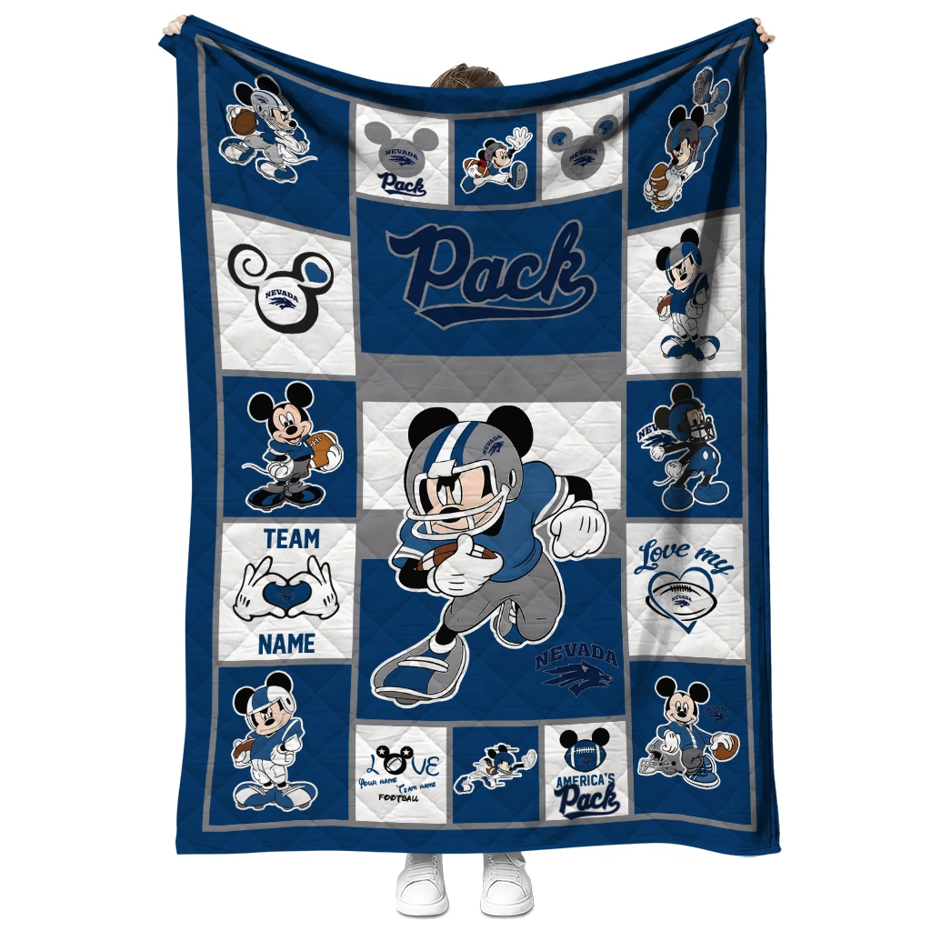 personalized nevada wolf pack mickey crimson blue white quilt blanket fashion forward