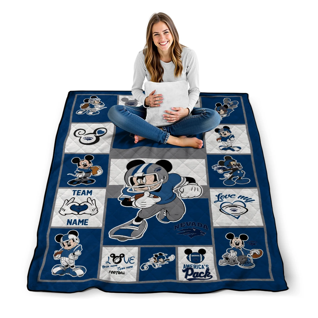 personalized nevada wolf pack mickey crimson blue white quilt blanket high quality personalized nevada wolf pack mickey crimson blue white quilt blanket high quality