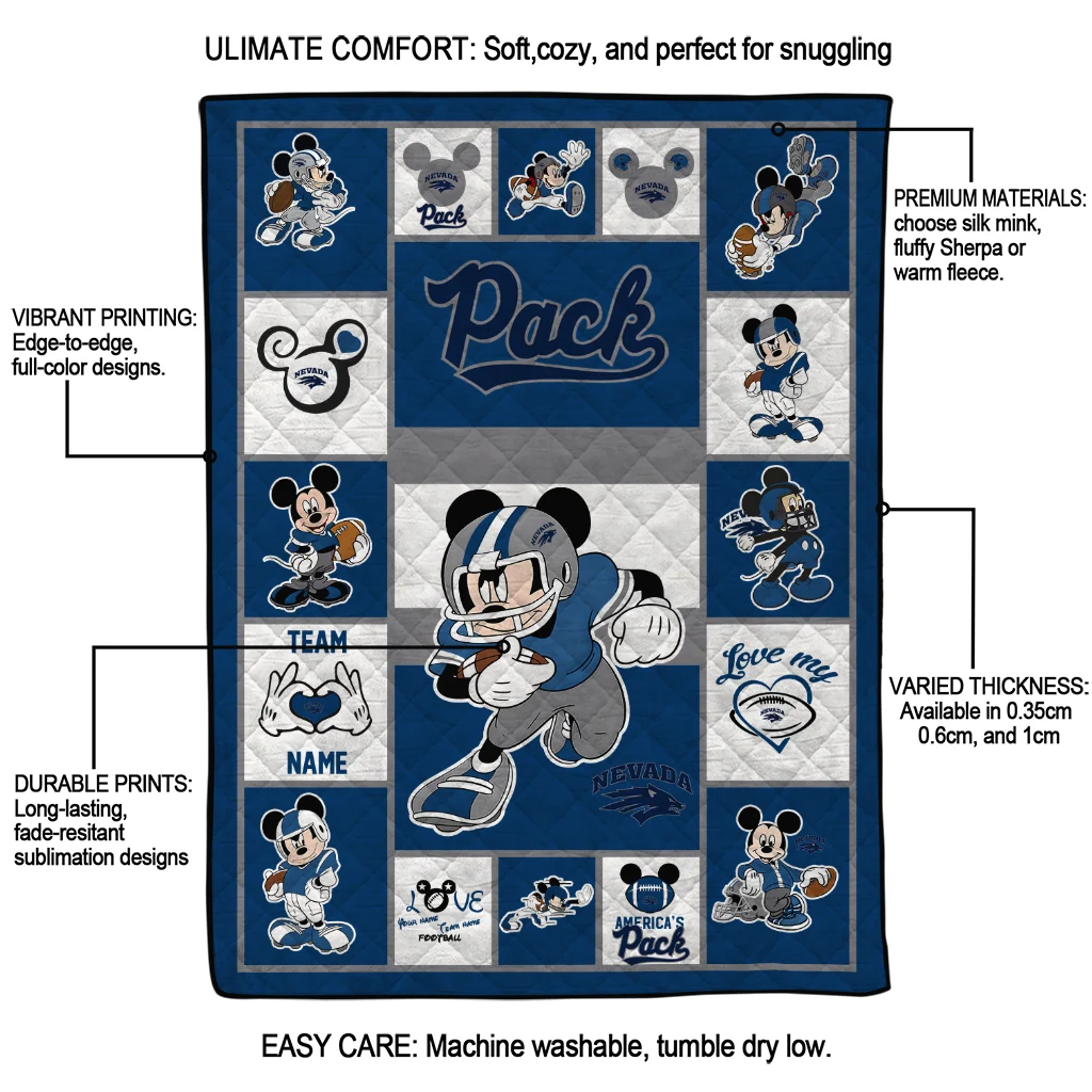 personalized nevada wolf pack mickey crimson blue white quilt blanket latest model personalized nevada wolf pack mickey crimson blue white quilt blanket latest model