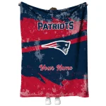 personalized new england patriots brushstroke layers blue quilt blanket best selling