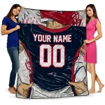 personalized new england patriots player sketch blue gray quilt blanket best selling