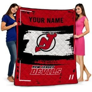 personalized new jersey devils grunge patch red white quilt blanket best selling