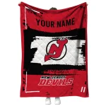 personalized new jersey devils grunge patch red white quilt blanket best selling